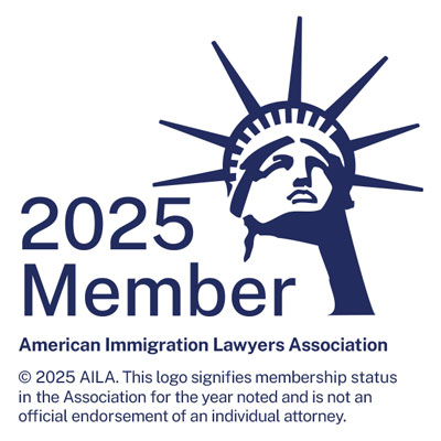 2025 Member, American Immigration Lawyers Association, 2025 AILA. This logo signifies membership status in the Association for the year noted and is not an official endorsement of an individual attorney.